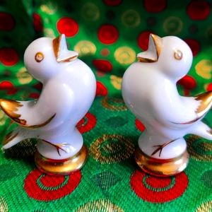 Two vintage bone china salt and pepper shakers